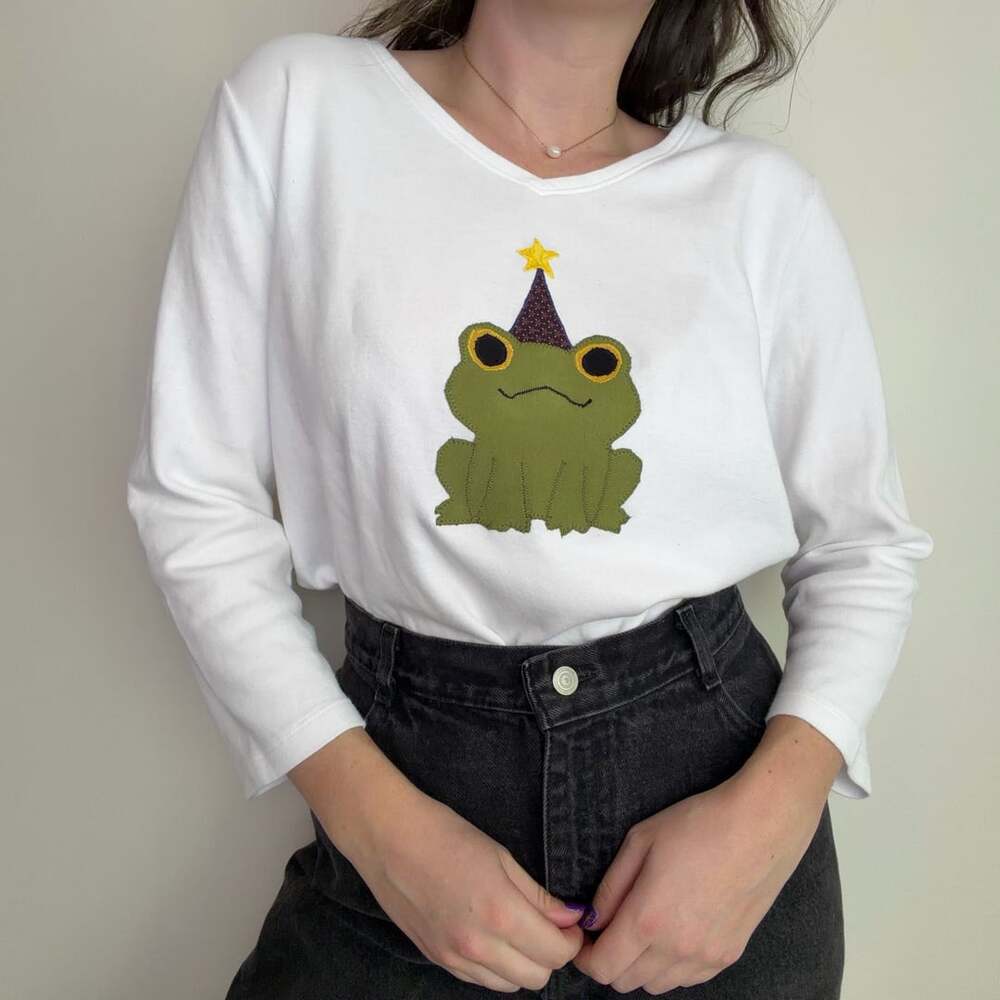 Vintage Wizard Frog Patchwork Tee